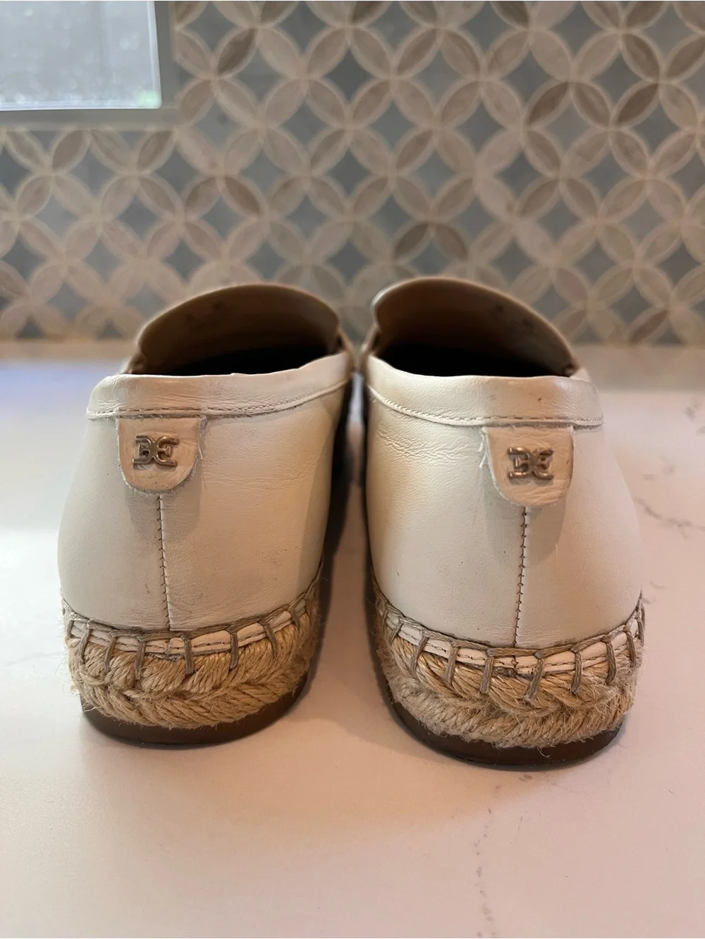 Sam Edelman Kai Cream Ivory Espadrille Penny Loafers Size 8